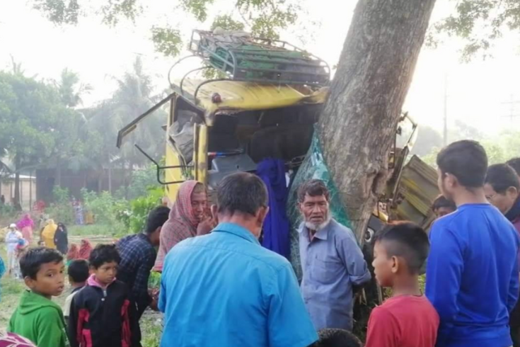 চুয়াডাঙ্গায় গরুবোঝাই ট্রাক নিয়ন্ত্রণ হারিয়ে গাছের সাথে ধাক্কা
