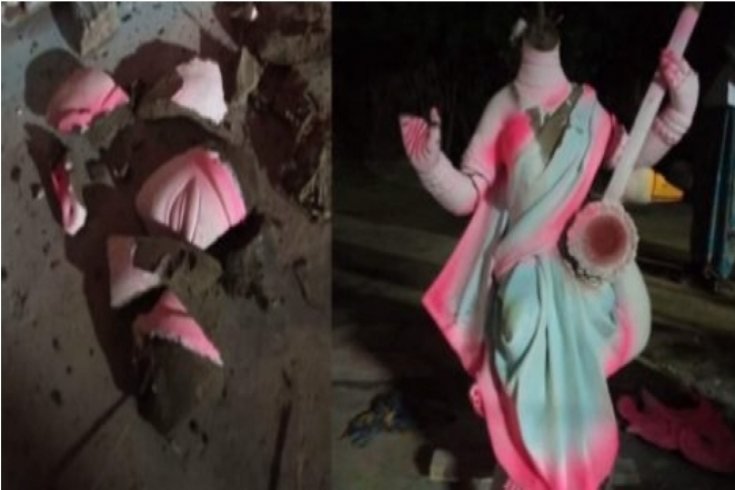 নেত্রকোনার পূর্বধলায় সরস্বতী প্রতীমা ভাংচুর