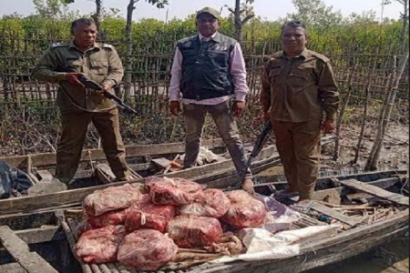 কয়রায় ১৫০ কেজি হরিণের মাংসসহ দুটি নৌকা জব্দ