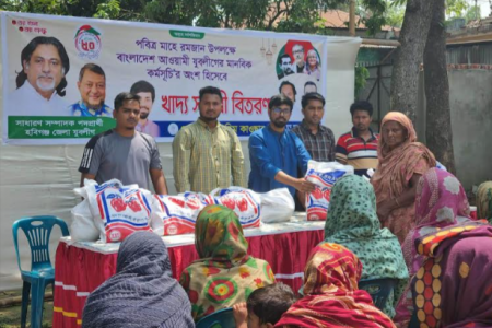হবিগঞ্জে যুবলীগ নেতার খাদ্য সামগ্রী বিতরণ 