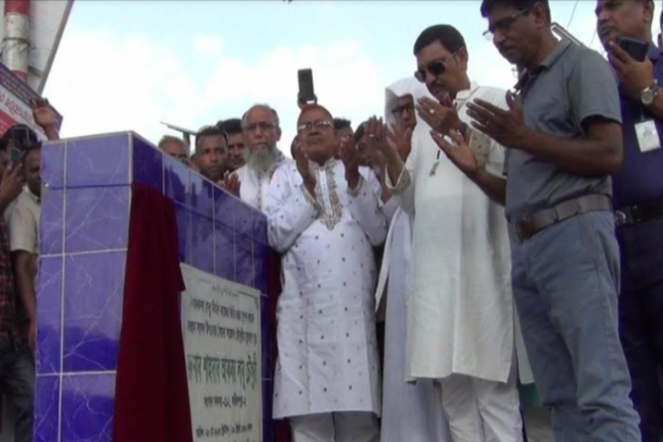 নগরকান্দার বহুল আলোচিত কুমার নদের সেতু নির্মানের ভিত্তি প্রস্তর স্থাপন