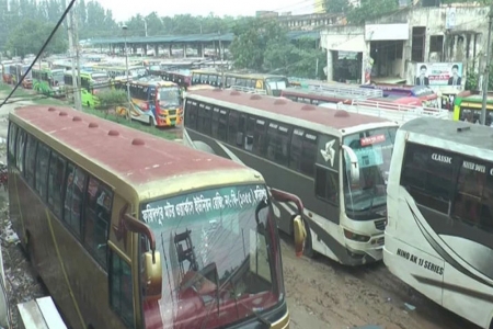 ফরিদপুর থেকে সব রুটে বাস চলাচল বন্ধ 