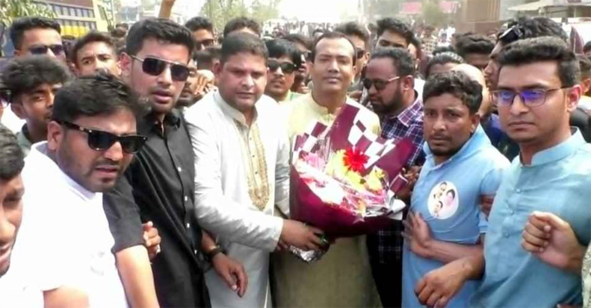 ছাত্রদলের সভাপতিকে ময়মনসিংহে সংবর্ধনা  