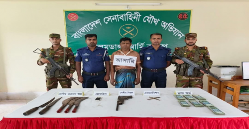  চুয়াডাঙ্গায় বিদেশি পিস্তল, গুলি ও নগদ টাকাসহ সন্ত্রাসী আটক