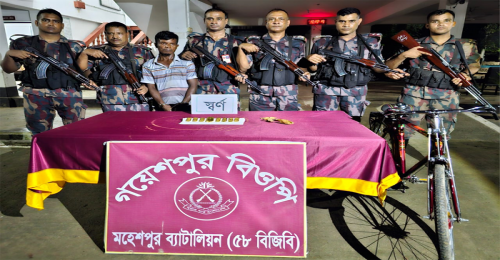  জীবননগরে বিজিবির অভিযানে দেড় কোটি টাকার স্বর্ণসহ আটক ১