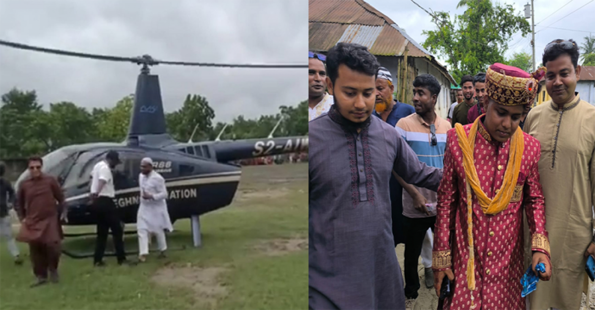 ‌পিতার স্বপ্ন পূরণে হেলিকপ্টারে বিয়ে করলেন সৌদি প্রবাসী
