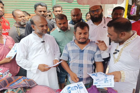 চুয়াডাঙ্গার জীবননগরে ধানের শীষের লিফলেট বিতরণ  