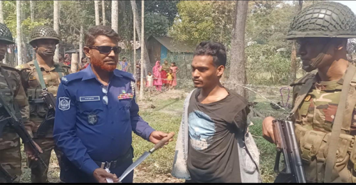 মদনে যৌথ বাহিনীর অভিযানে ধারালো অস্ত্রসহ আটক ১