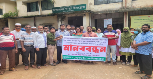 চিকিৎসকের উপর হামলার প্রতিবাদে মদনে মানববন্ধন 