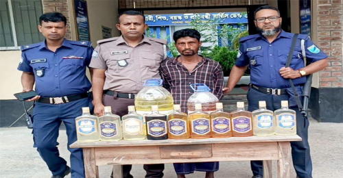 সালথায় ২০ লিটার মদসহ যুবক গ্রেপ্তার
