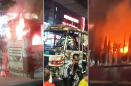 রাজধানীর মিরপুর ও মধ্যবাড্ডায় ৩ বাসে অগ্নিসংযোগ, ককটেল বিস্ফোরণ