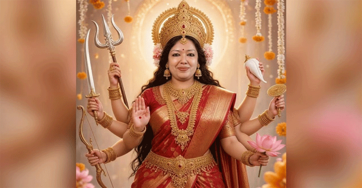 দুর্গার সাজে রুমিন ফারহানা